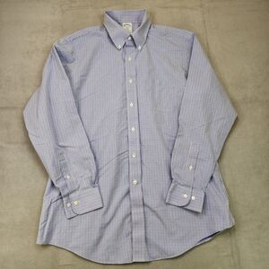 Brooks Brothers Regent Dress Shirt Men's 16.5-4/5 Blue Purple Gingham Non-Iron